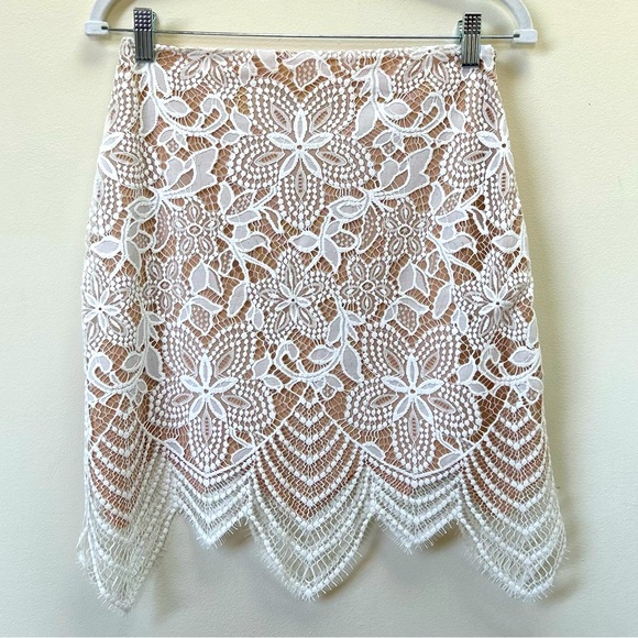 FOR LOVE AND LEMONS Guava Skirt in White Lace - Floral Embroidered Mini Skirt - Picture 6 of 16
